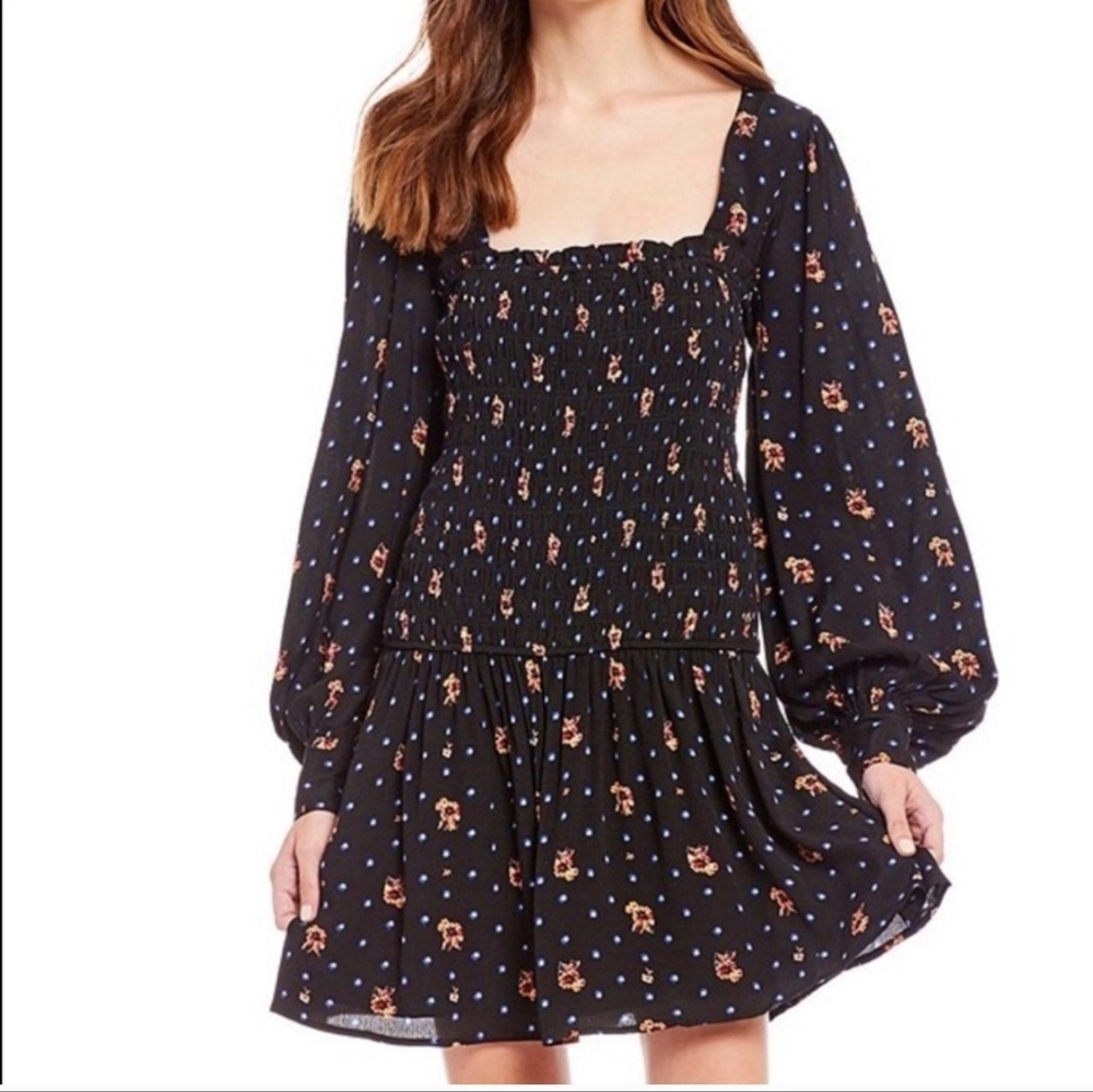 NWT Free People Two Face Floral Print Mini Dress